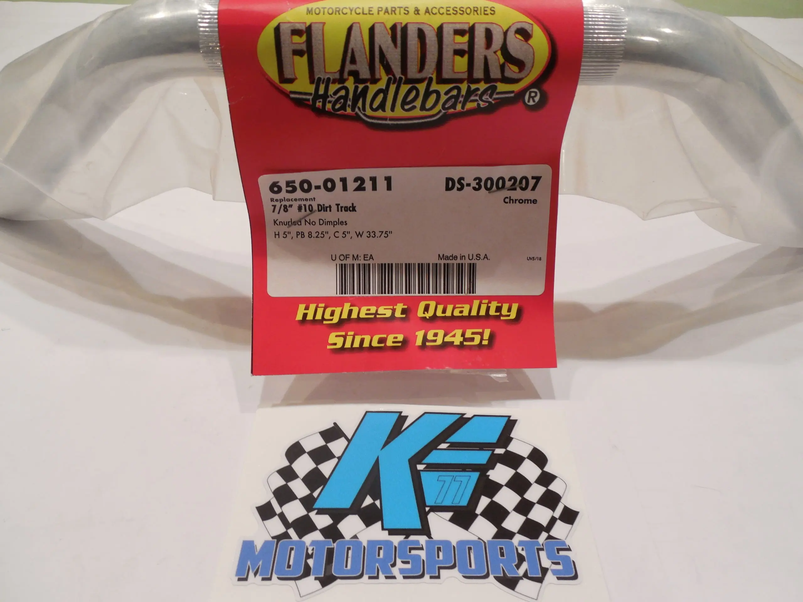 Flanders 650-01211 dirt track bar, chrome, 7/8″